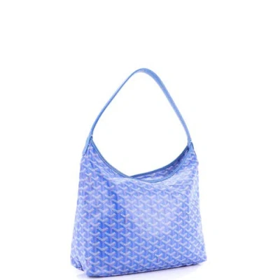 Pre-owned Goyard  Goyard Boheme Hobo Coated Canvas In Blue