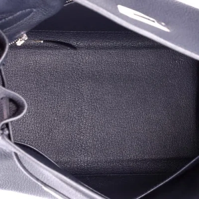 Pre-owned Hermes  Hermes Kelly Handbag Blue Togo With Palladium Hardware 28 In Blue