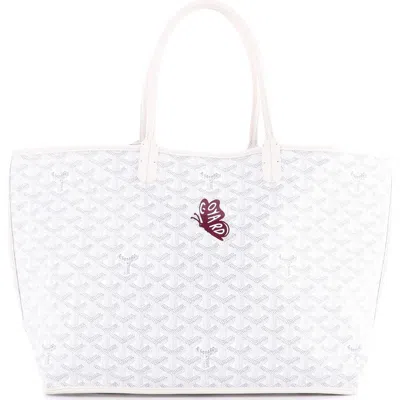 Pre-owned Goyard  Goyard Anjou Reversible Tote Printed Coated Canvas Pm In White
