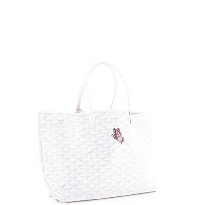 Pre-owned Goyard  Goyard Anjou Reversible Tote Printed Coated Canvas Pm In White