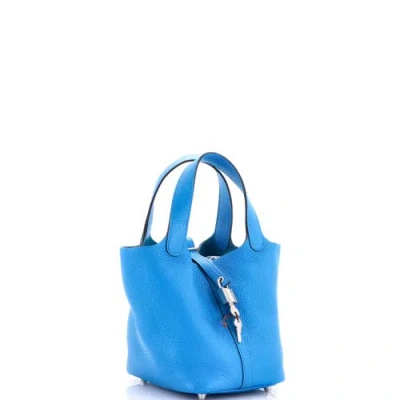 Pre-owned Hermes  Hermes Picotin Lock Bag Clemence Pm In Blue