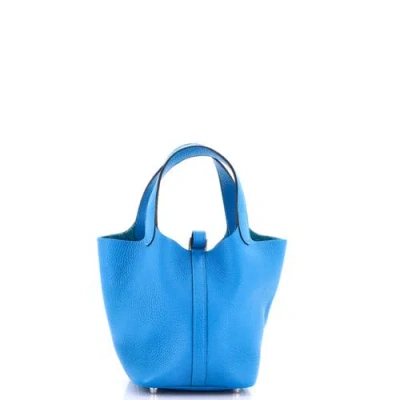 Pre-owned Hermes  Hermes Picotin Lock Bag Clemence Pm In Blue