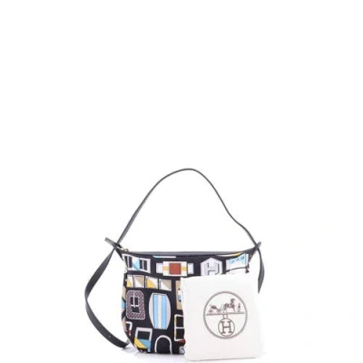 Pre-owned Hermes  Hermes Sursoie To Go Pouch Printed Silk And Leather In Multi