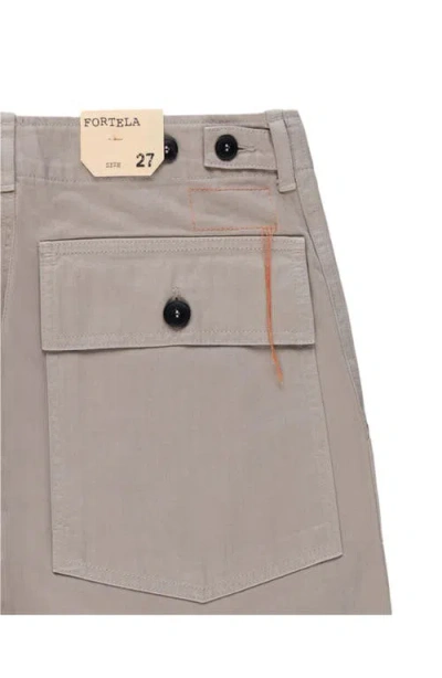 Fortela Jerryt Herringbone Cotton Fatigue Trousers In Gray