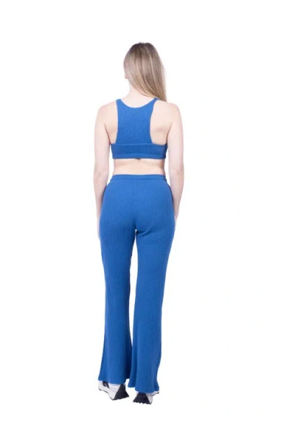 Lezat Jules Waffle Knit Organic Cotton Drawstring Pant In Blue