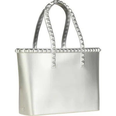 Carmen Sol Seba Mid Tote Jumbo Studs In Silver