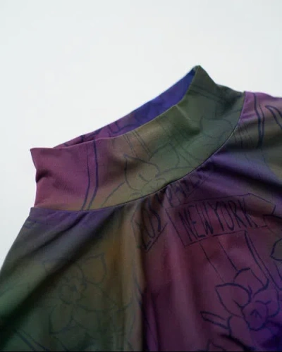 Lost Pattern Nyc "brooklyn" Mock Neck Long Sleeve Top In Green