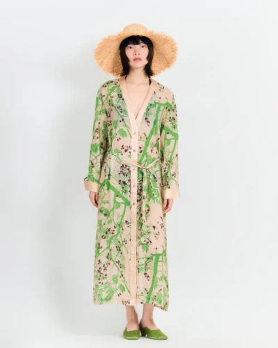 Lost Pattern Nyc "coco Dream" Belted Kaftan Dress In Neutral