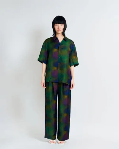 Lost Pattern Nyc "brooklyn" Oversized Silk Hawaii Shirt In Green