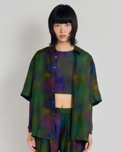 Lost Pattern Nyc "brooklyn" Oversized Silk Hawaii Shirt In Green