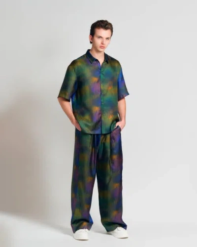 Lost Pattern Nyc "brooklyn" Oversized Silk Hawaii Shirt In Green