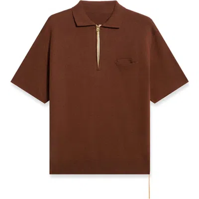 Fortela Laight 3/4 Zip Short Sleeve Polo In Brown