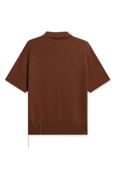 Fortela Laight 3/4 Zip Short Sleeve Polo In Brown