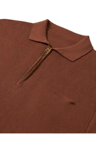 Fortela Laight 3/4 Zip Short Sleeve Polo In Brown