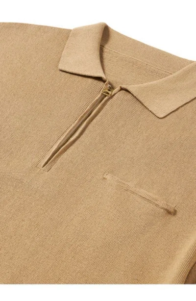 Fortela Laight 3/4 Zip Short Sleeve Polo In Brown