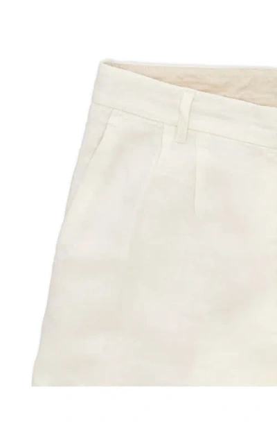 Fortela Beachshort Linen Bermuda Pleated Trousers In White