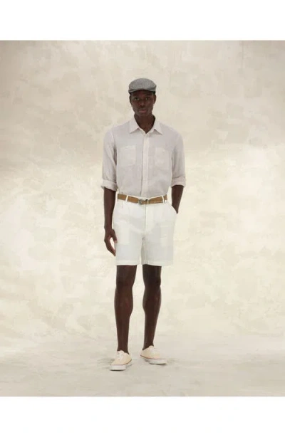 Fortela Beachshort Linen Bermuda Pleated Trousers In White