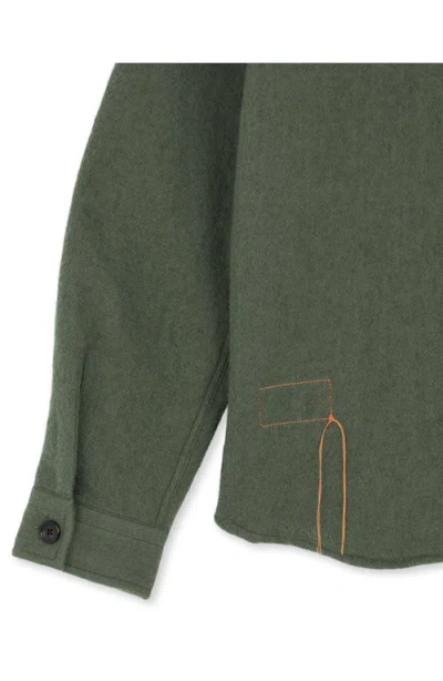 Fortela Kenny Wool Overshirt In Green