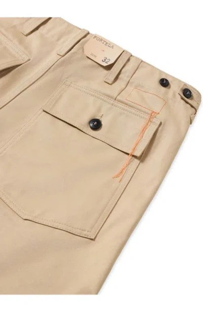Fortela Newfatigue Heavyweight Cotton Gabardine Fatigue Pants In Brown