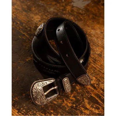 Fortela Cattle Calf Leather Belt With Studs In Brown