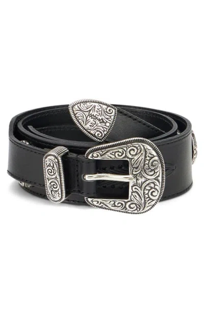 Fortela Cattle Calf Leather Belt With Studs In Brown