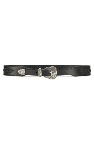 Fortela Cattle Calf Leather Belt With Studs In Brown