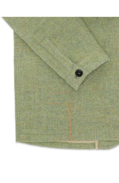 Fortela Scotland Herringbone Tweed Jacket In Green