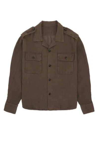 Fortela Bonnie Military Linen Shirt In Brown