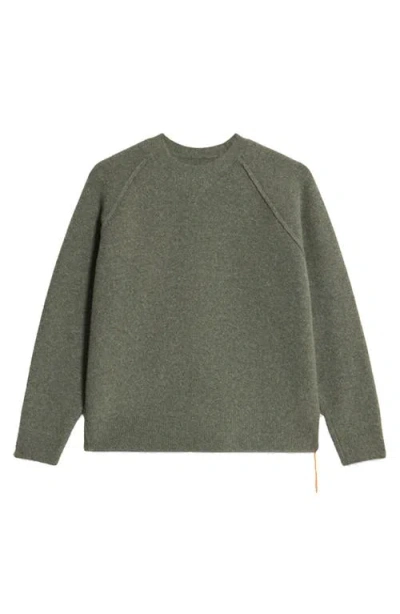 Fortela Harvard Wool Raglan Sleeve Crewneck Knit In Green