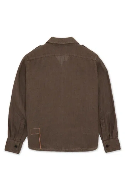 Fortela Bonnie Military Linen Shirt In Brown