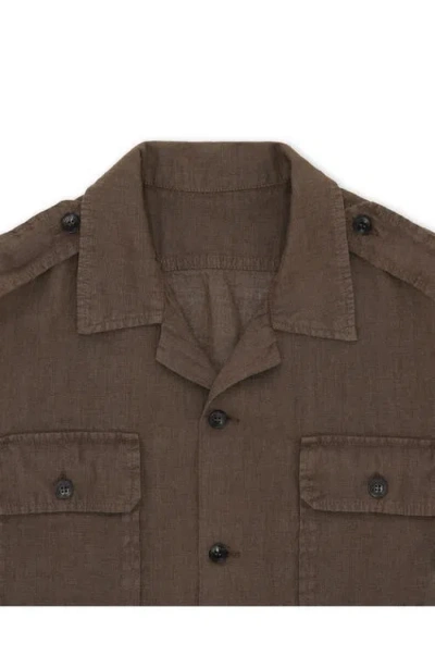 Fortela Bonnie Military Linen Shirt In Brown