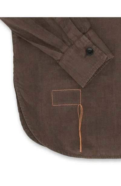 Fortela Bonnie Military Linen Shirt In Brown
