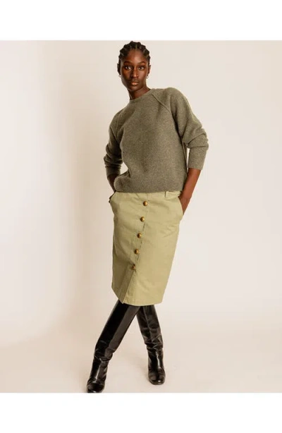 Fortela Harvard Wool Raglan Sleeve Crewneck Knit In Green