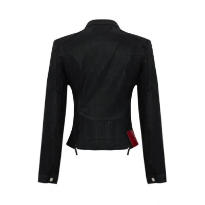 Pcfg Pure Cotton Shiny Coated Women Denim Jacket In Black