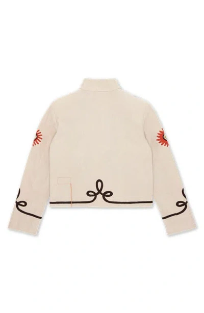 Fortela Marine Embroidered Cotton Bolero Jacket In Neutral