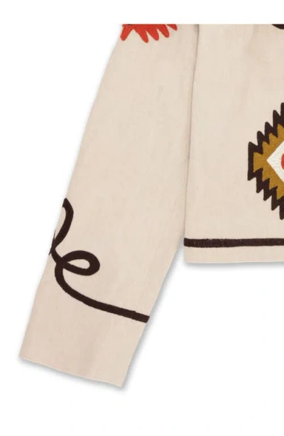 Fortela Marine Embroidered Cotton Bolero Jacket In Neutral