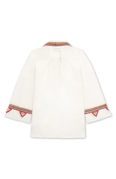 Fortela Gea Line Embroidered Short Dress In White