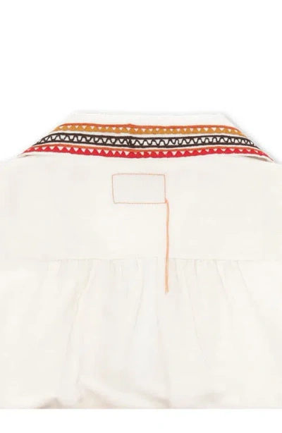 Fortela Gea Line Embroidered Short Dress In White