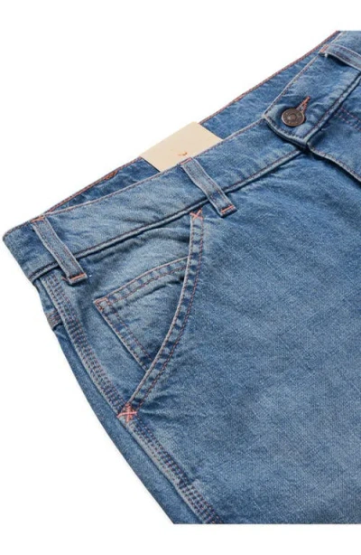 Fortela Allen Workwear Stone Wash Denim Trousers In Blue