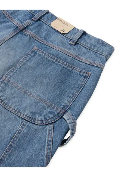 Fortela Allen Workwear Stone Wash Denim Trousers In Blue