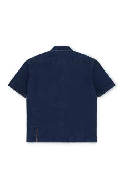 Fortela Bohem Denim Short Sleeve Shirt In Blue