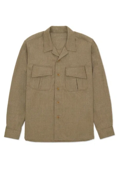 Fortela Fox Virgin Wool Overshirt In Brown