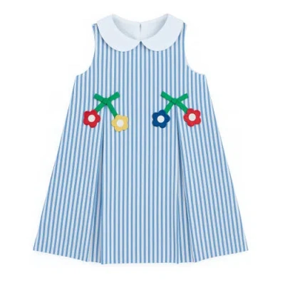 Florence Eiseman Seersucker Dress With Flowers In Blue