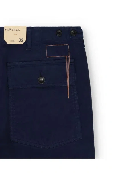 Fortela Newfatigue Twill Cotton Fatigue Trousers In Blue
