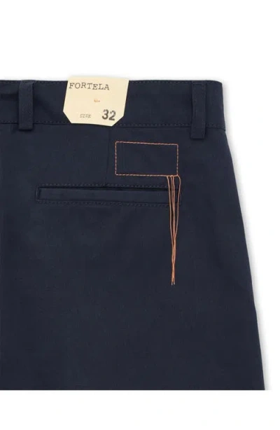 Fortela Maine Heavy Cotton Gabardine Chino Pants In Blue