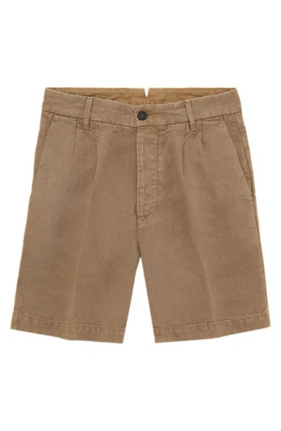 Fortela Beachshort Linen Bermuda Pleated Trousers In Brown