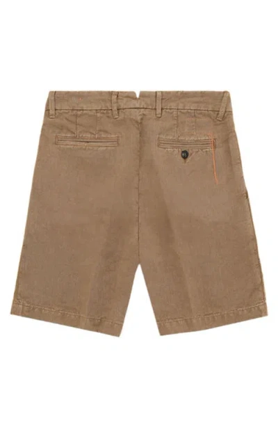 Fortela Beachshort Linen Bermuda Pleated Trousers In Brown