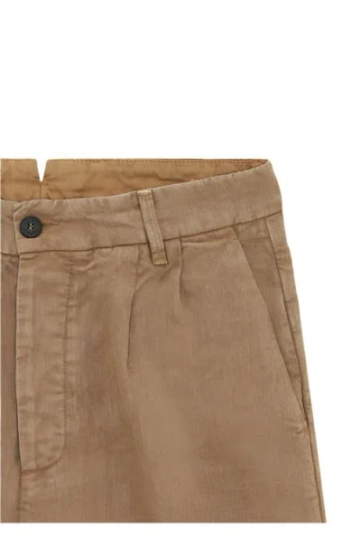 Fortela Beachshort Linen Bermuda Pleated Trousers In Brown