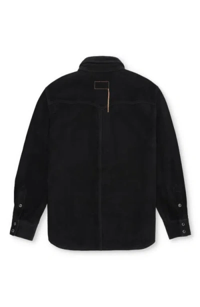 Fortela Linda Suede Leather Overshirt In Black