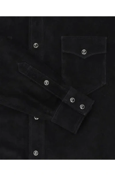 Fortela Linda Suede Leather Overshirt In Black